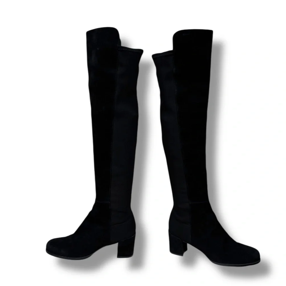 Stuart Weitzman 5050 Black Suede Knee-High Boots Size 6.5 ASO Kate Middleton